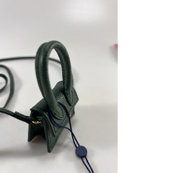 🎉HP!🥳 Le Petit Chiquito Micro Dark Green Logo Blogger Necklace Purse D891 - Picture 11 of 12